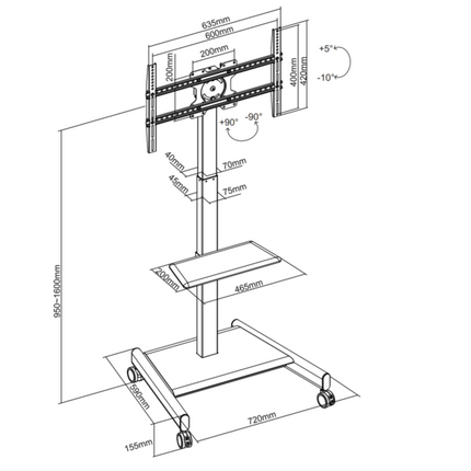 XTRARM Elektrisk TV stander Elevate sort - tvophaeng.dk