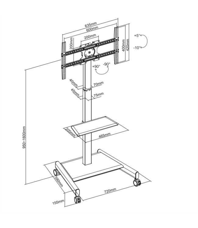 XTRARM Elektrisk TV stander Elevate sort - tvophaeng.dk