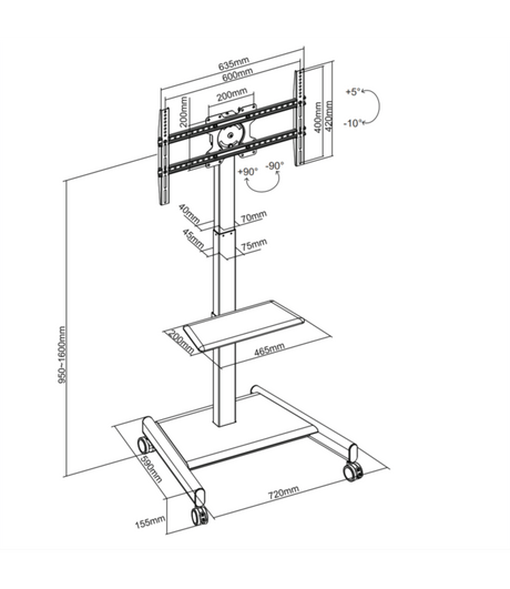 XTRARM Elektrisk TV stander Elevate sort - tvophaeng.dk