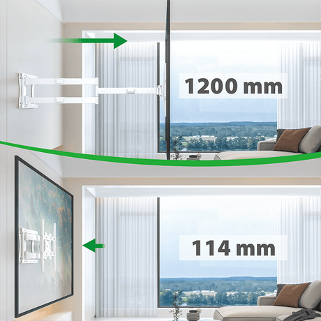 XTRARM Ferrom 120 cm Rotate 400 TV ophæng hvid - tvophaeng.dk
