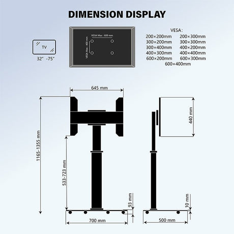 XTRARM TV Stander Proton 100 sort - tvophaeng.dk