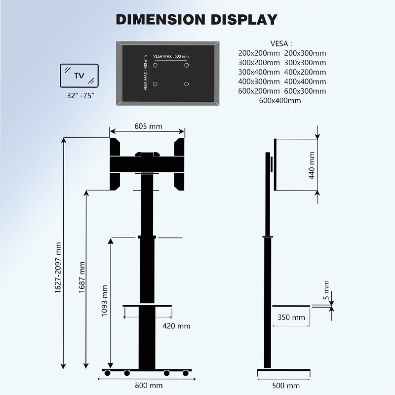 XTRARM TV Stander Proton 300 alu - tvophaeng.dk