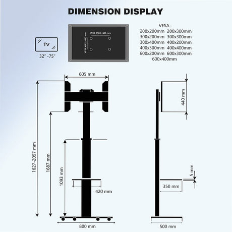 XTRARM TV Stander Proton 300 alu - tvophaeng.dk