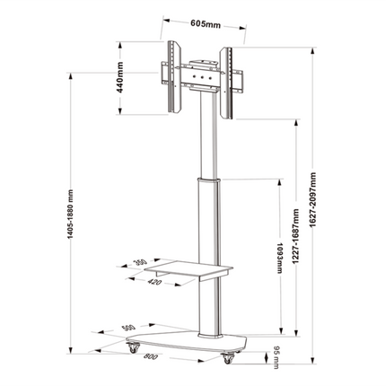 XTRARM TV Stander Proton 300 alu - tvophaeng.dk