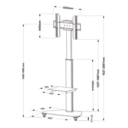 XTRARM TV Stander Proton 300 sort - tvophaeng.dk