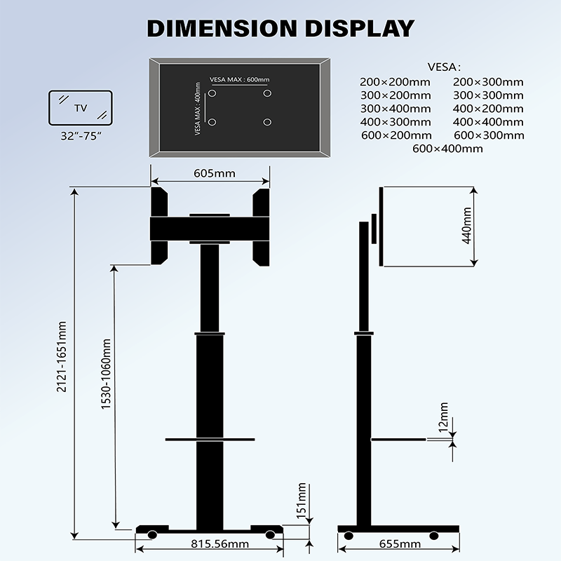 XTRARM TV Stander Proton 500 Sort - tvophaeng.dk
