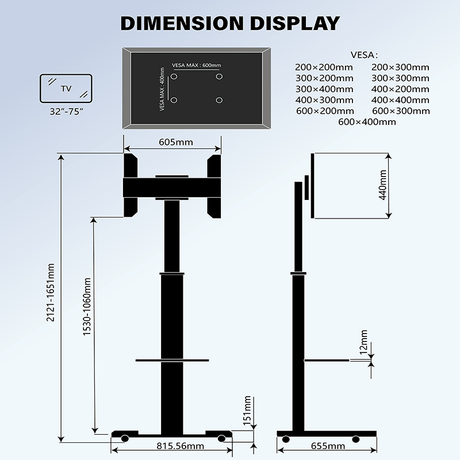 XTRARM TV Stander Proton 500 Sort - tvophaeng.dk